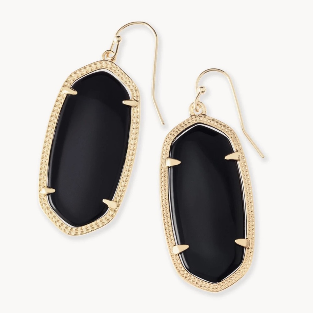 Kendra Scott Elle Gold Drop Earrings in Black Opaque